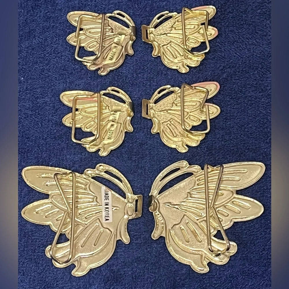 Vintage‎ Enamel Metal Butterfly Belt Buckles Lot.